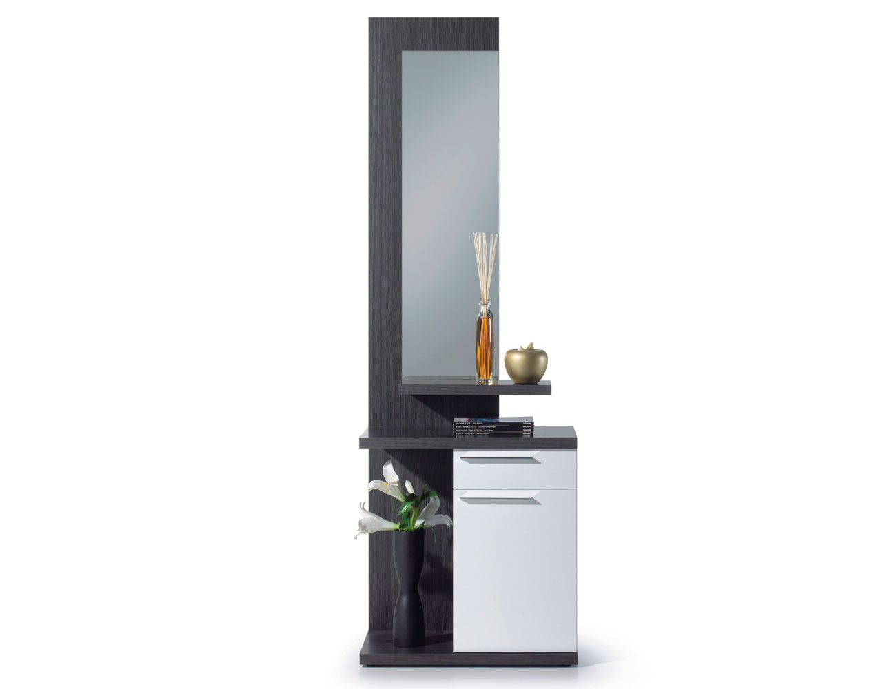 Recibidor estilo moderno con espejo en gris ceniza con blanco Factory del Mueble Utrera Armario De Cozinha Quechua ~ Recibidor estilo moderno con espejo en gris ceniza con blanco Factory del Mueble Utrera