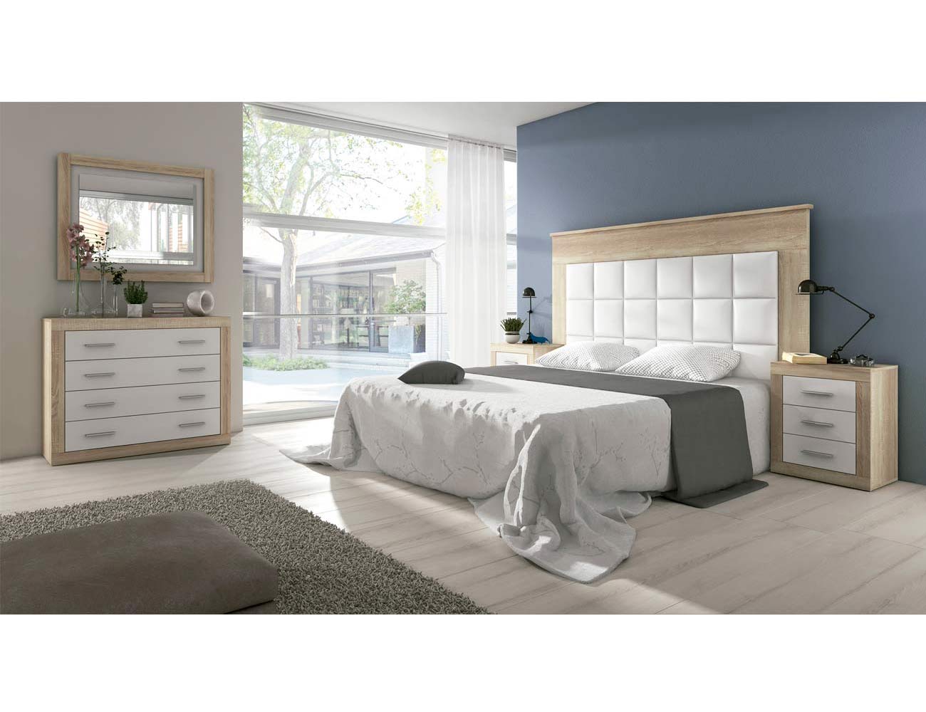 Armario de 2 puertas correderas estilo moderno en cambrian con blanco