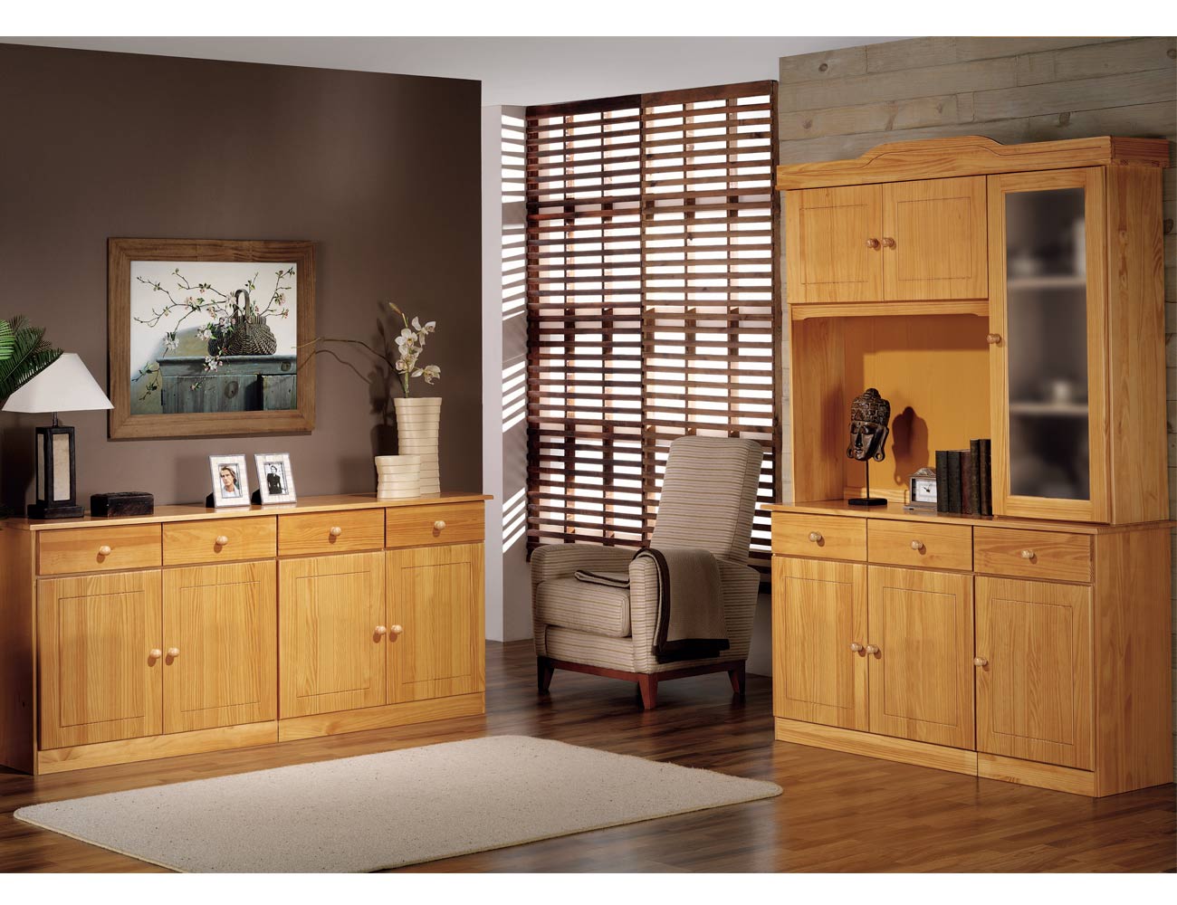 Muebles de salón comedor de madera de pino en color miel (8131 Muebles de salón comedor de madera de pino en color miel (8131