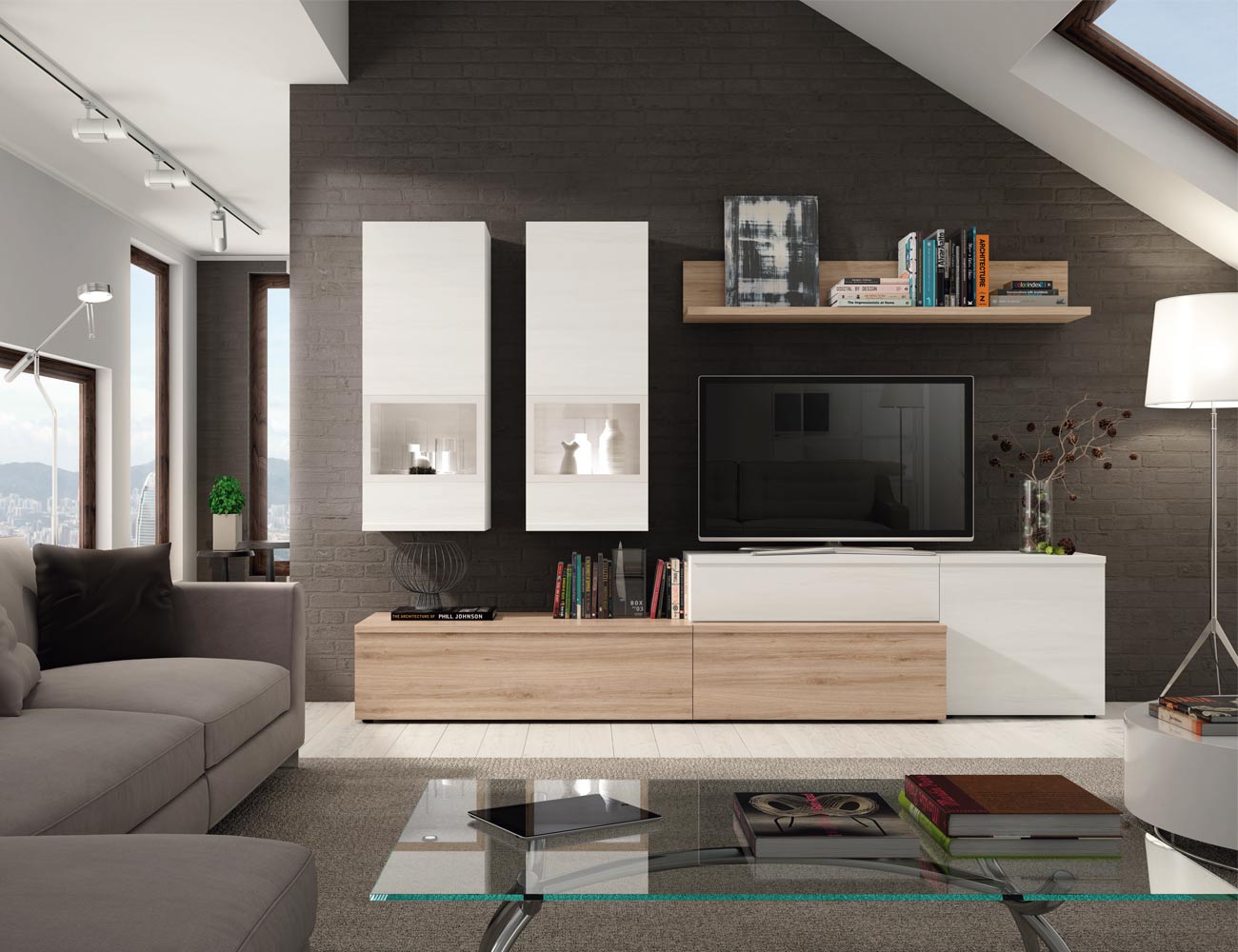 609 mueble salon comedor roble natural polar1 609 mueble salon comedor roble natural polar1