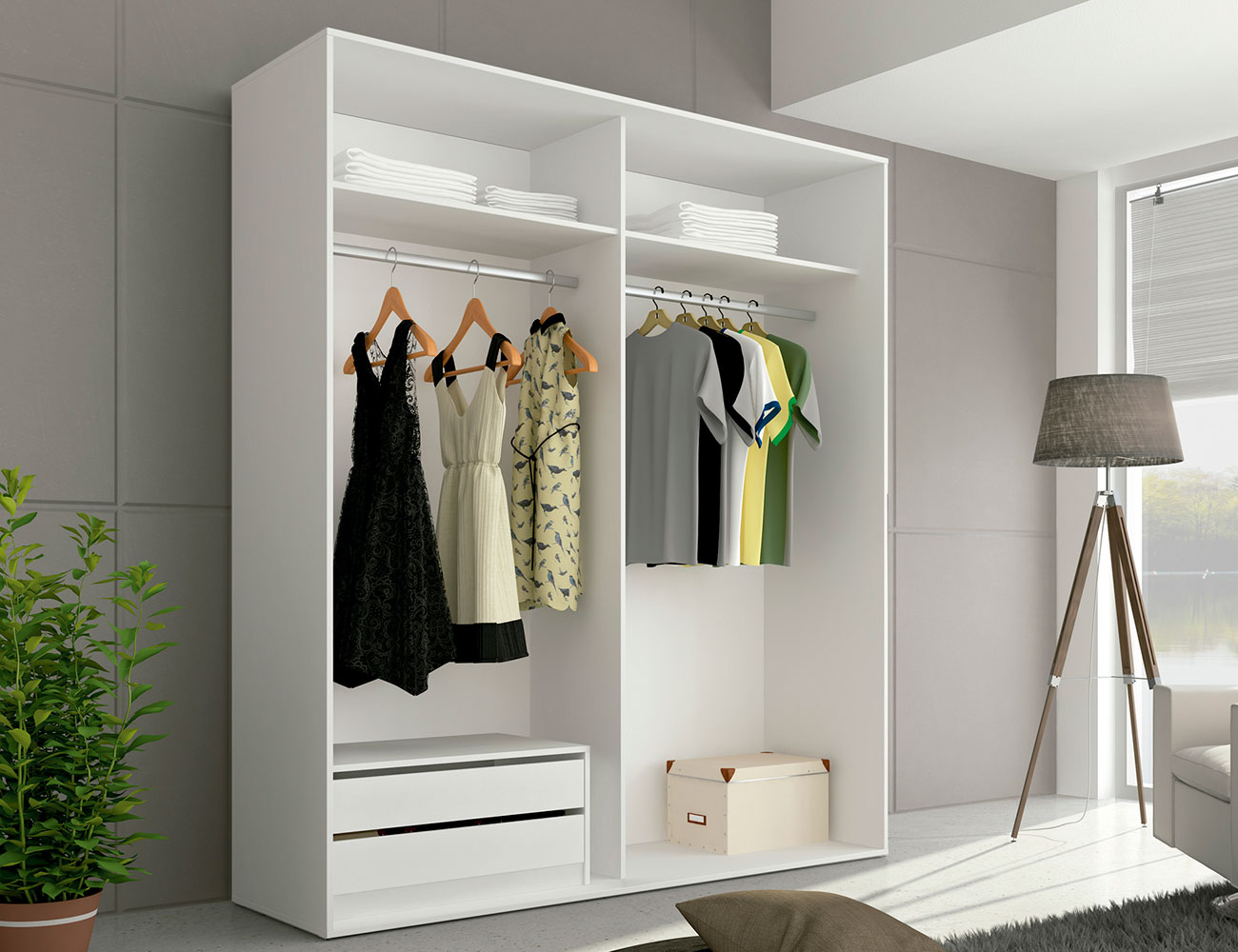 Armario 2 puertas correderas en blanco con grafito (21531) Factory del Mueble Utrera Armario Ropa Blanca ~ Armario 2 puertas correderas en blanco con grafito (21531) Factory del Mueble Utrera
