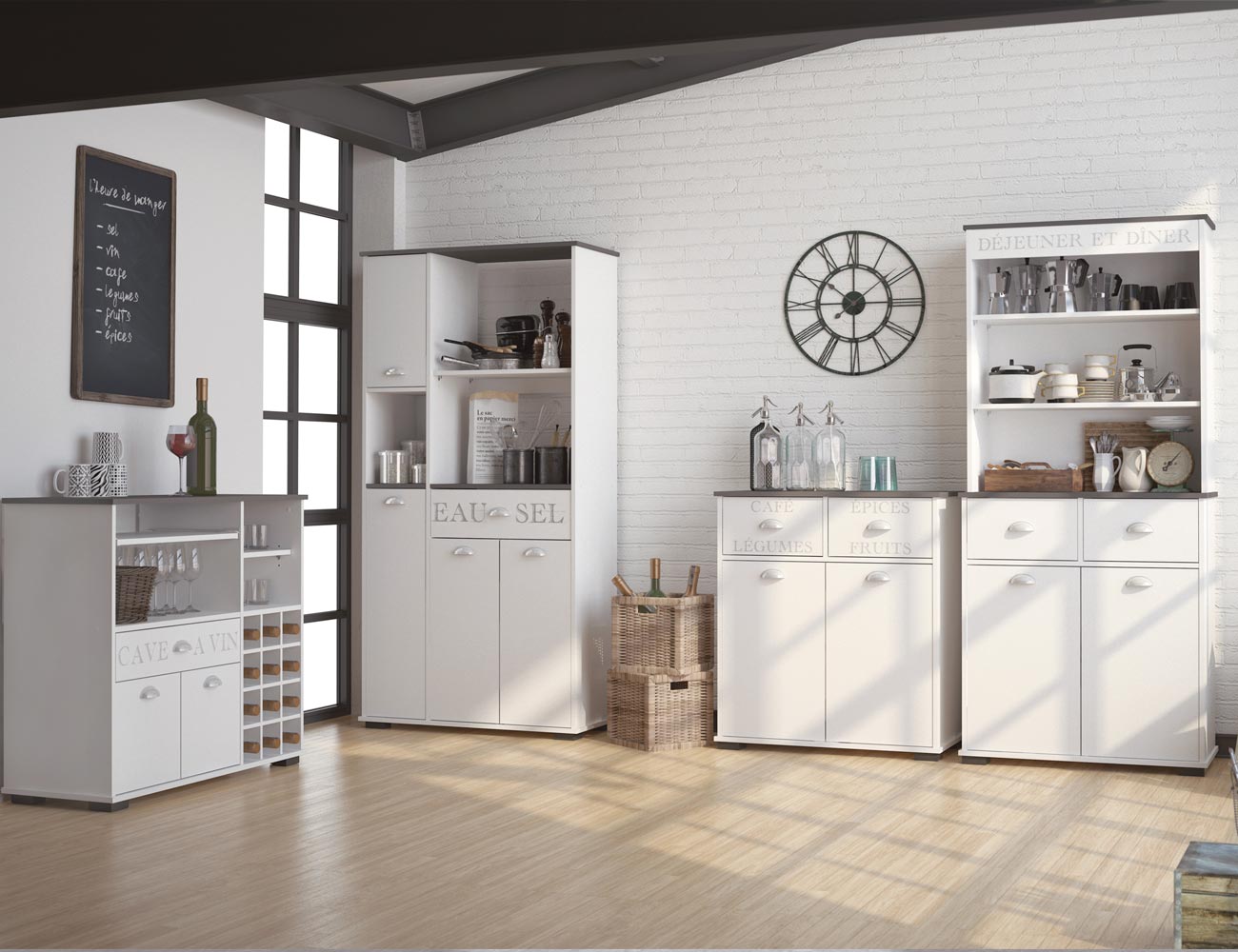 Mueble buffet de cocina con cuatro puertas y un cajón (3423 ... Mueble buffet de cocina con cuatro puertas y un cajón (3423 ...