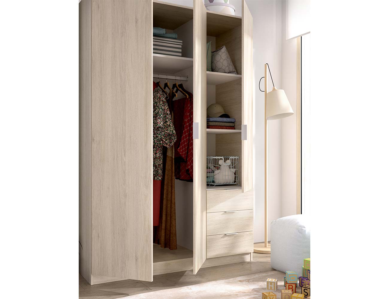 Armario de 3 puertas y 3 cajones (30267) | Factory del Mueble Utrera