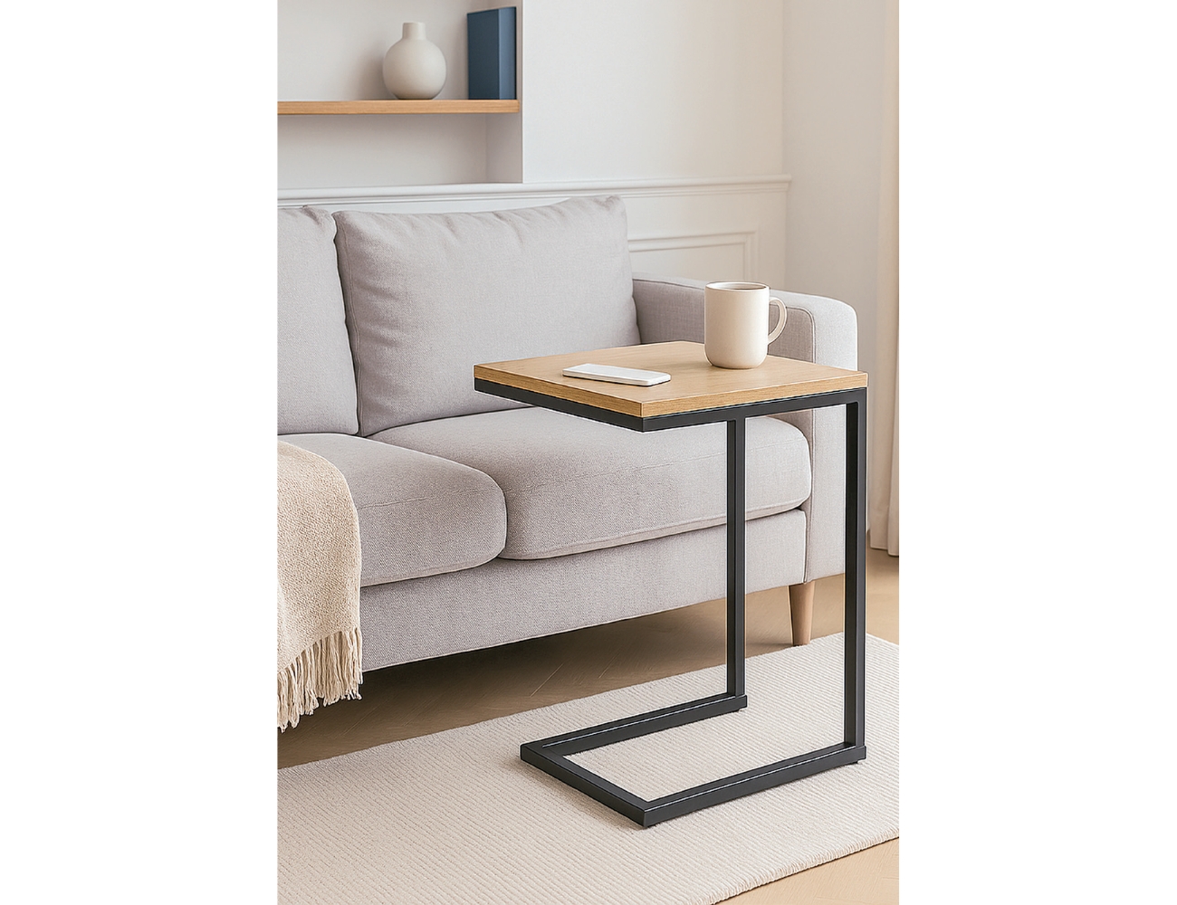 Mesa auxiliar elegant estructura metal negro mate