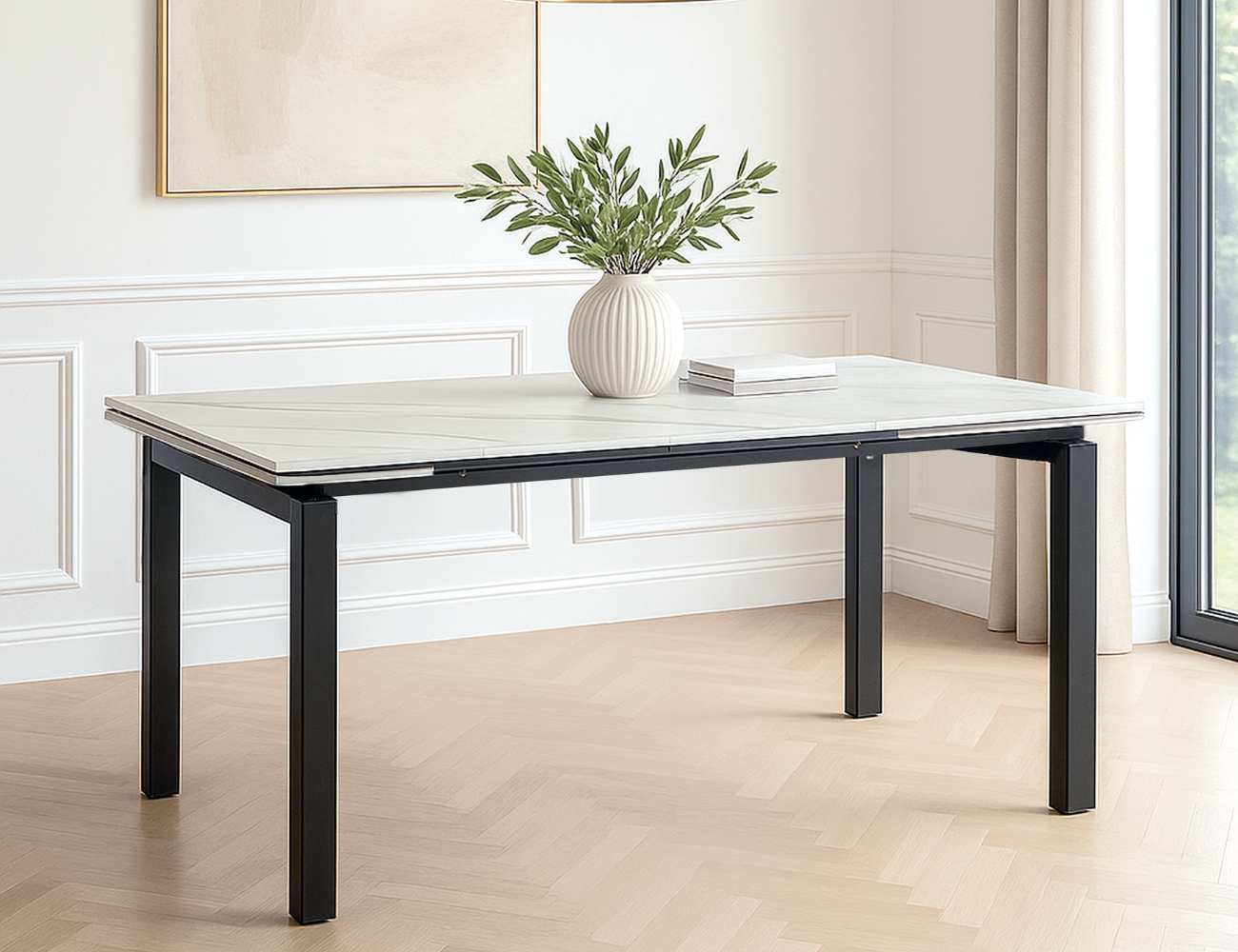 Mesa cheap garona ceramico patas metalicas negro