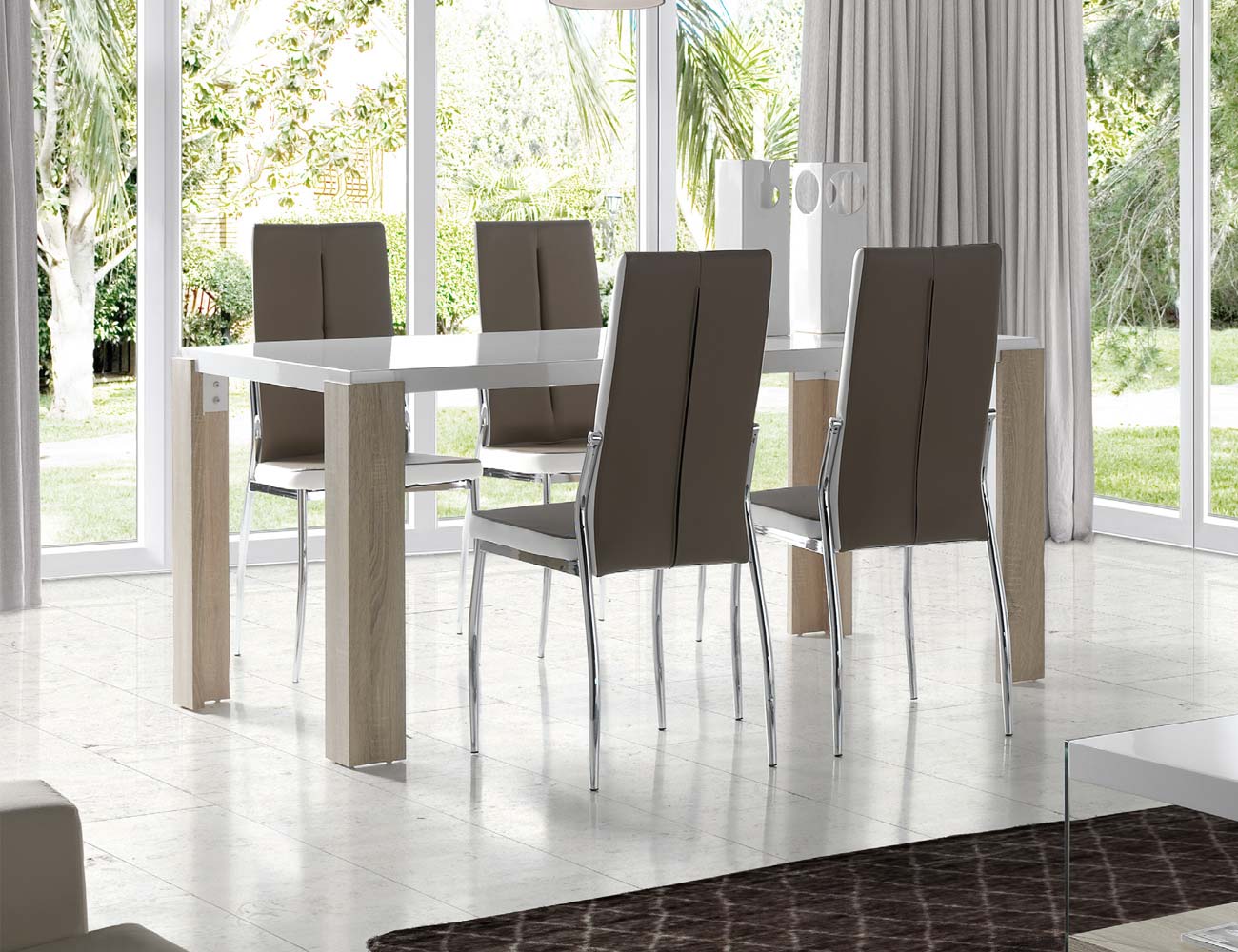 Mesa comedor blanco brillo cambrian lacada 3