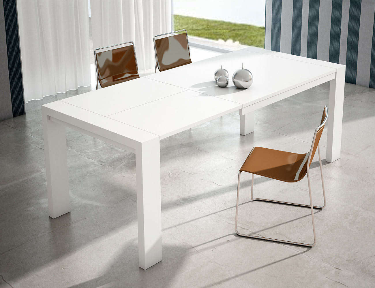 Mesa comedor carro extensible blanco 123