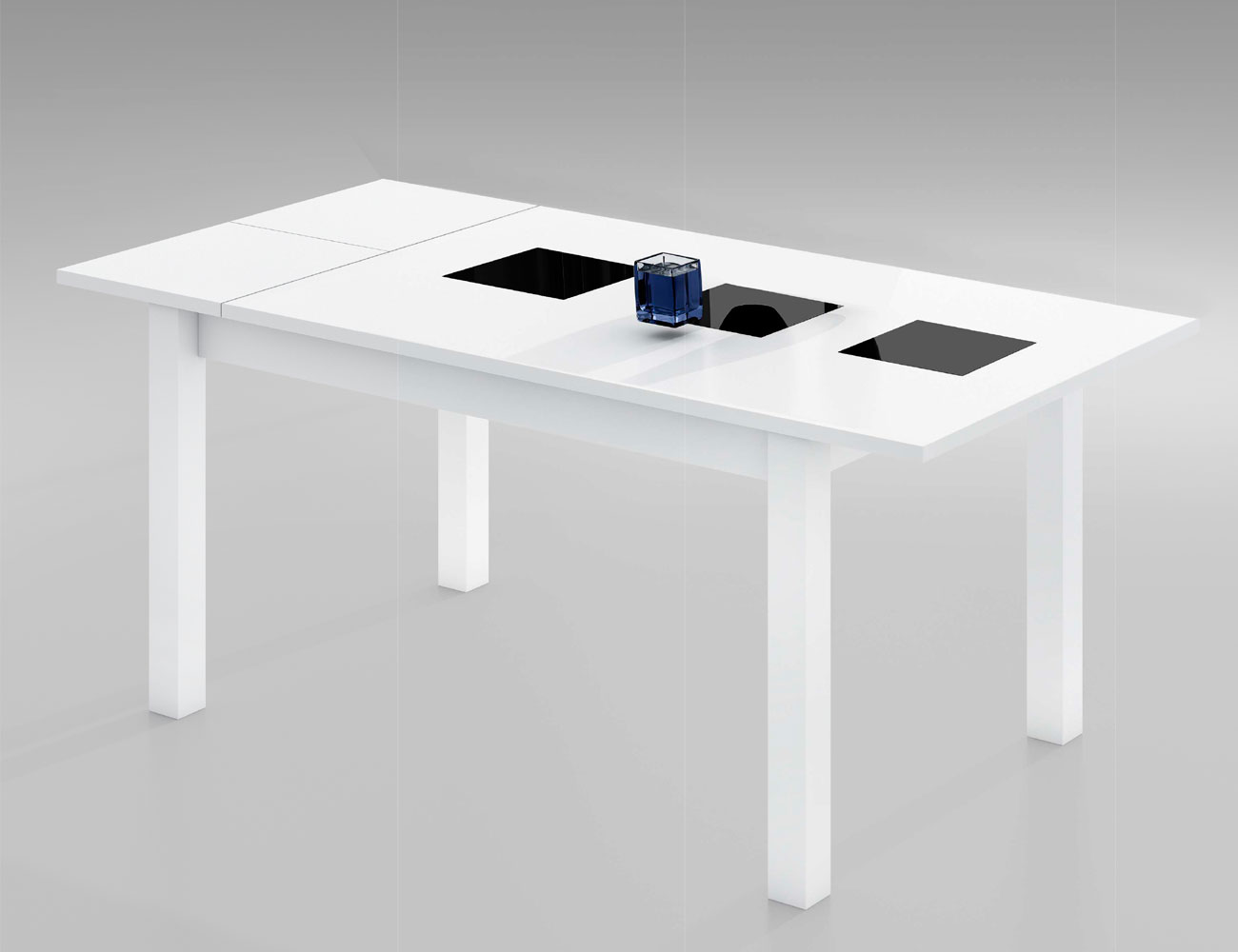 Mesa de comedor extensible en ceniza con cristales decorativos ... Mesa de comedor extensible en ceniza con cristales decorativos ...