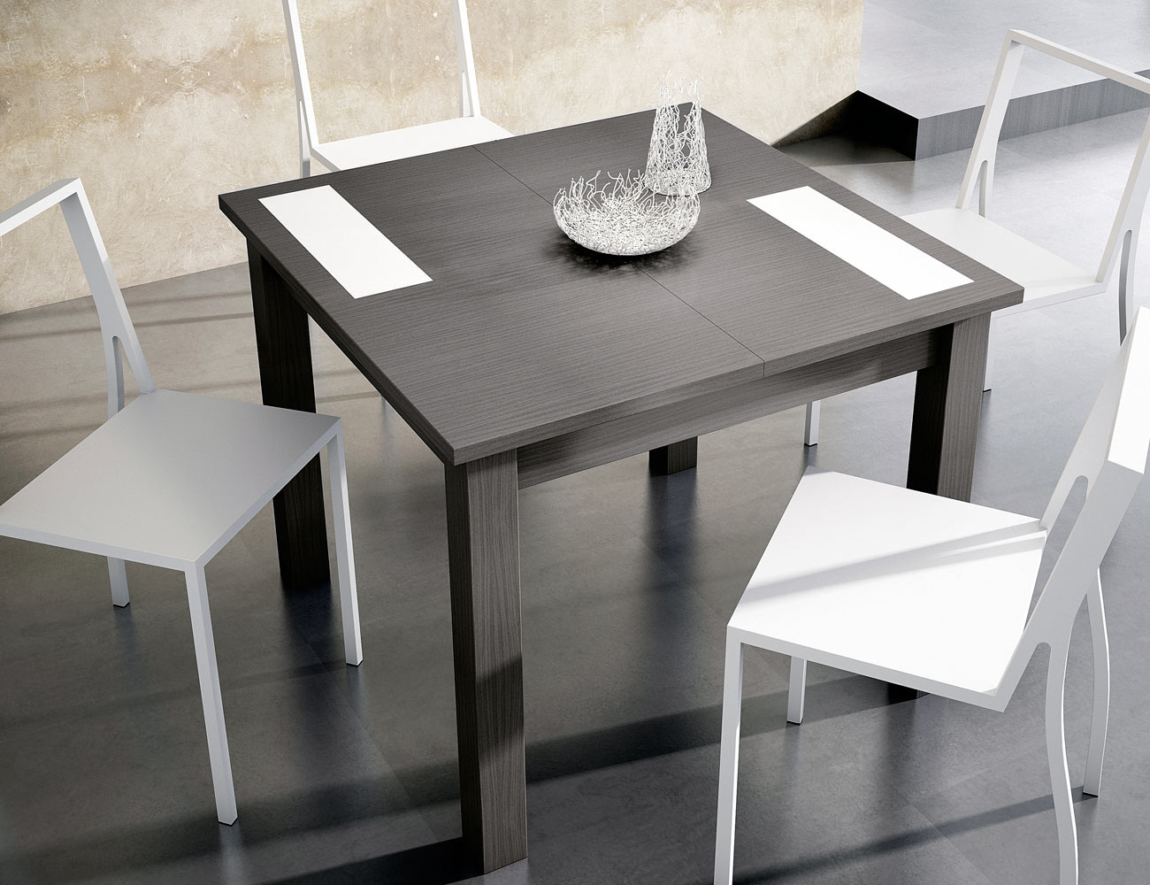 Mesa comedor extensible libro ceniza 120