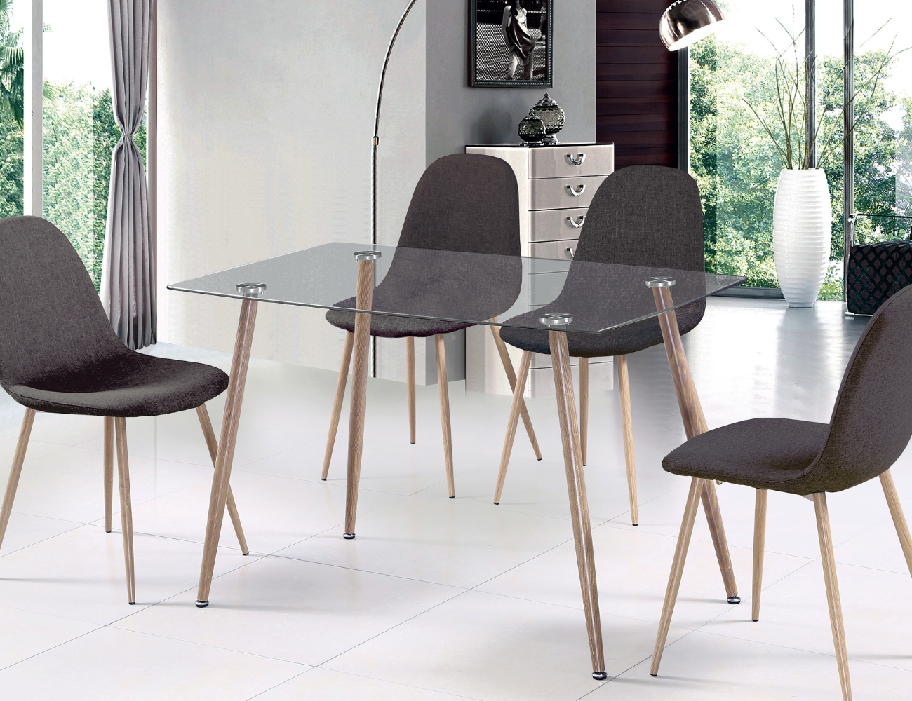 Mesa guadalquivir trasparente patas metalicas