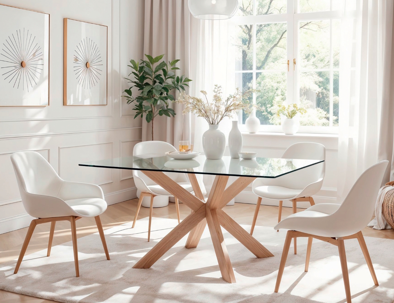 Mesa logos rectangular patas madera natural