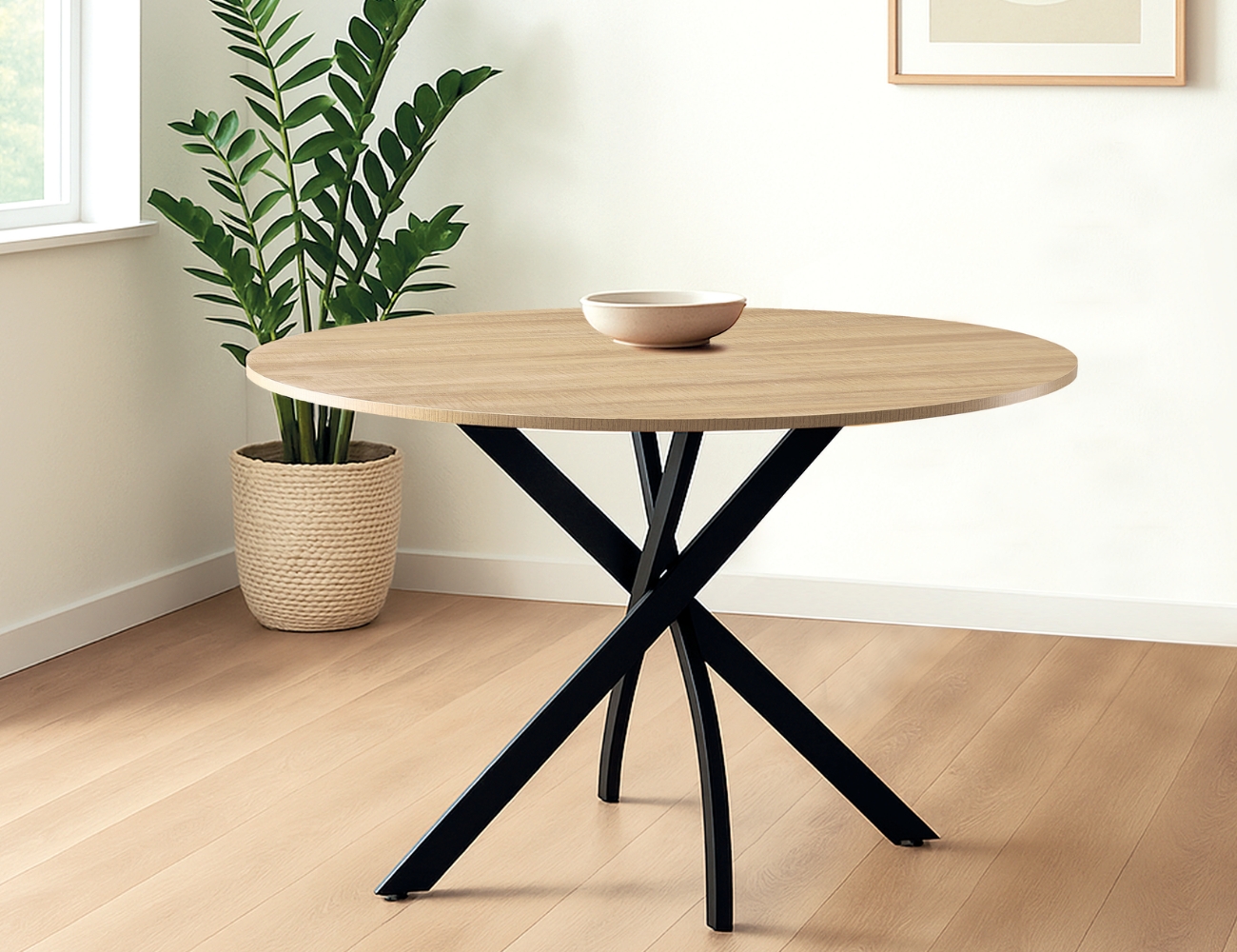 Mesa nesy redonda patas metalicas negro mate