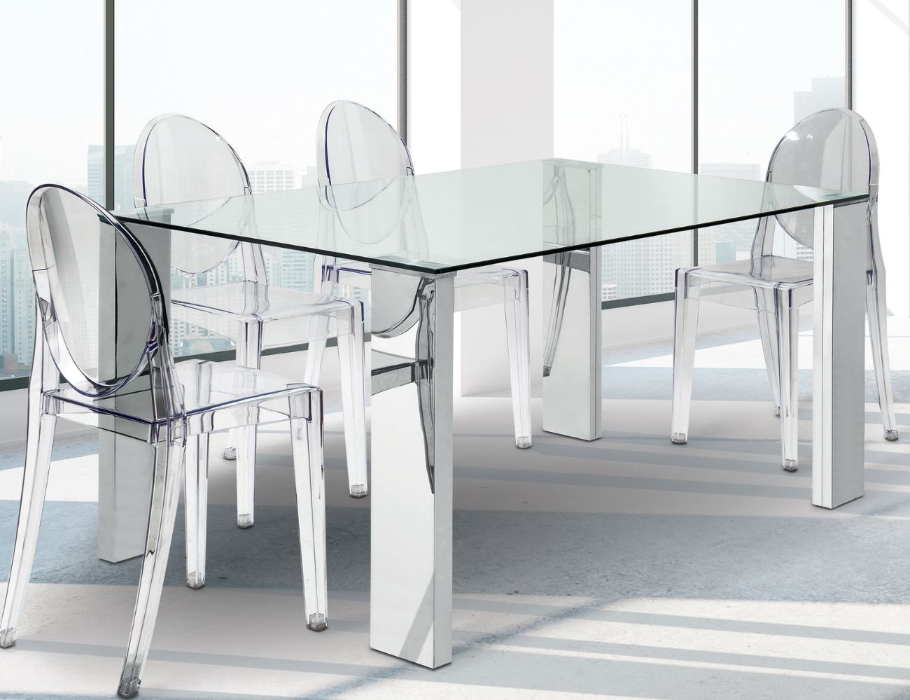 Mesa orinoco patas metalicas cromadas