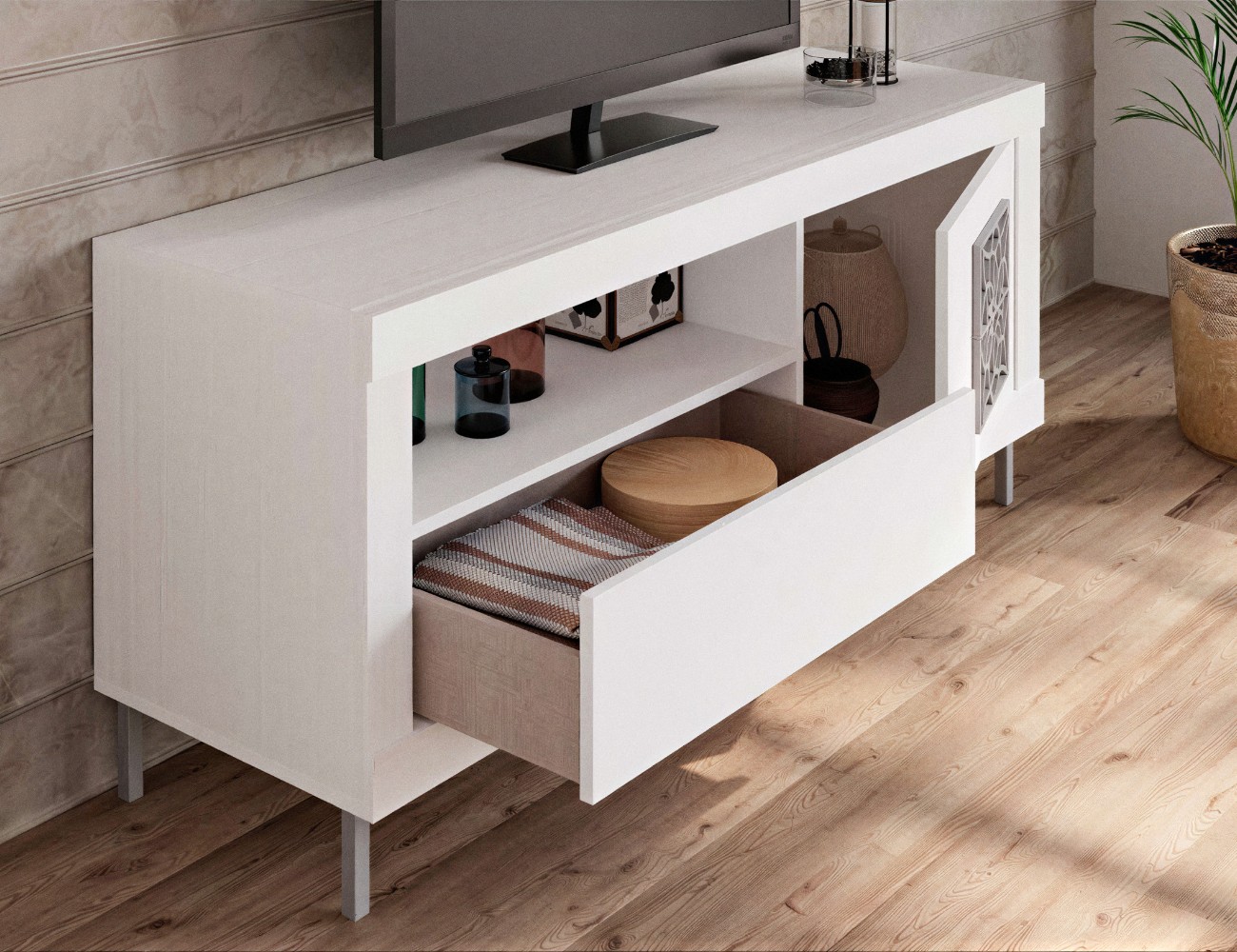 Mueble de tv strait 10 blanco nieve 1