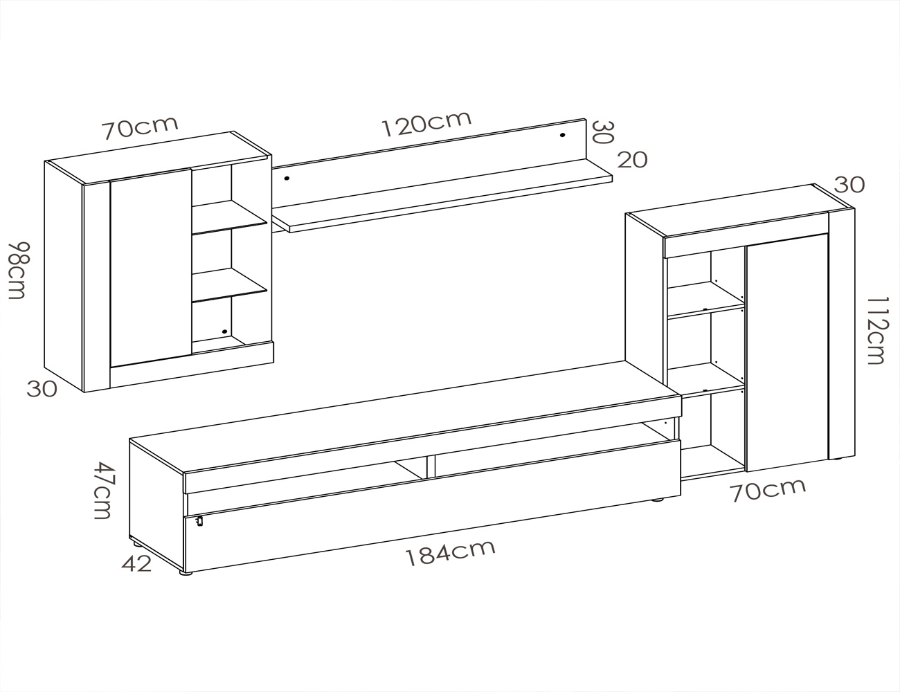 Mueble salon tokio medidas