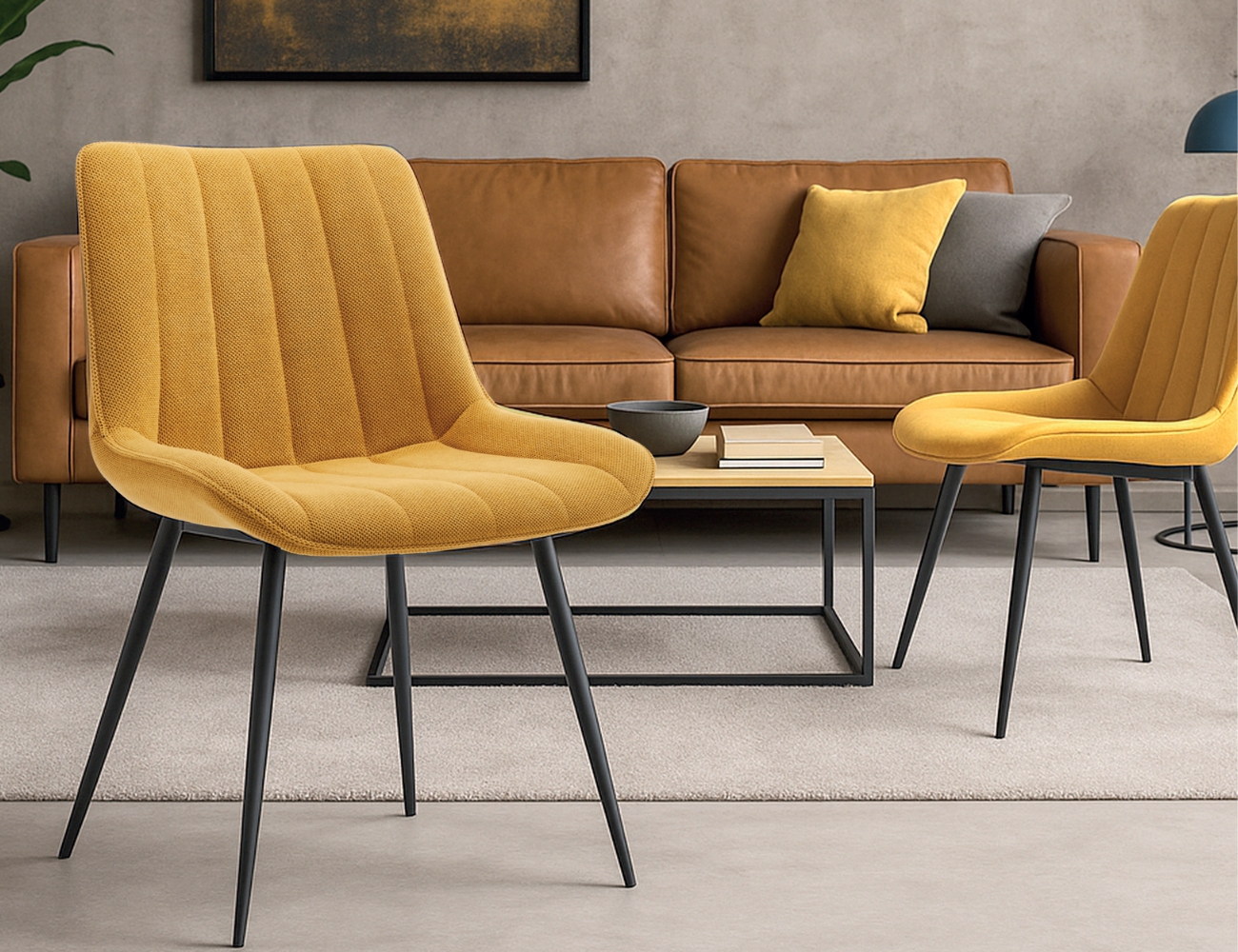 Silla altamira dorada con patas negro mate