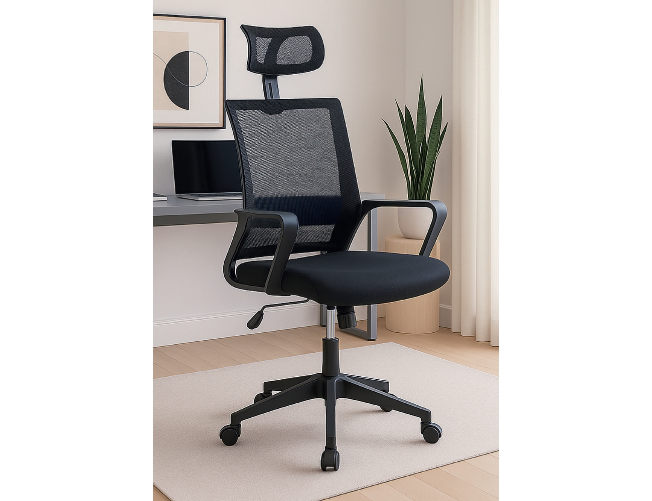 Silla amsterdam negro base sintetica ruedas goma