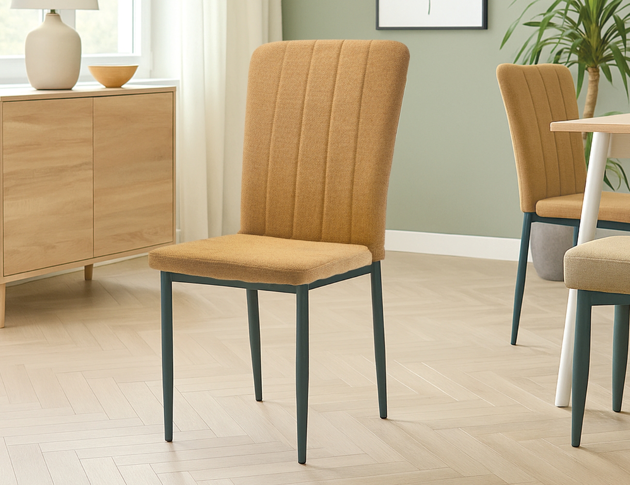 Silla cangas dorado con patas en negro mate2