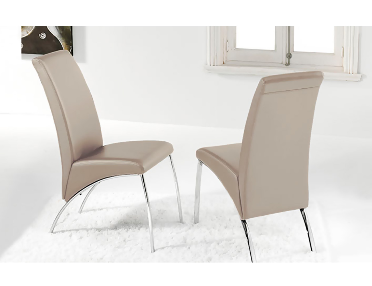 Pack de sillas comedor tapizada en polipiel con patas cromadas (2393 ... Pack de sillas comedor tapizada en polipiel con patas cromadas (2393 ...