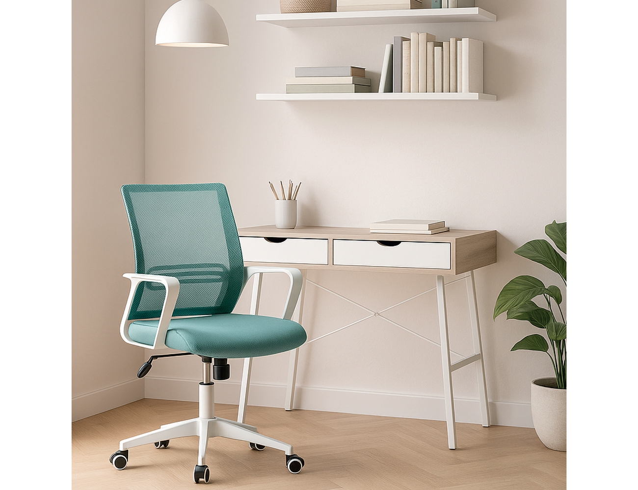 Silla epi turquesa estructura blanco3