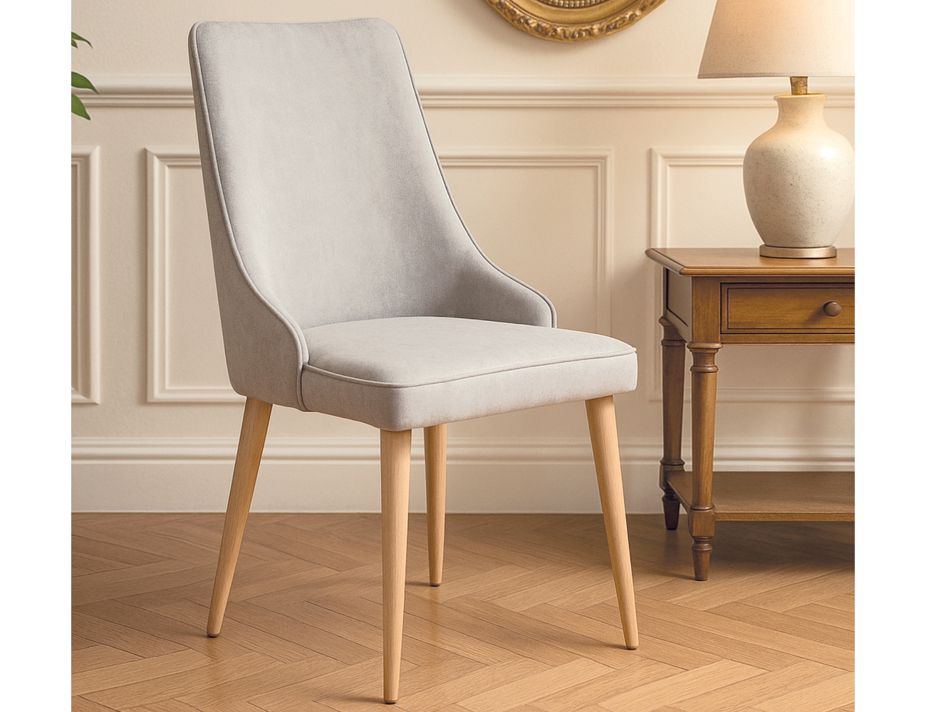 Silla imperial lido gris patas efecto madera1