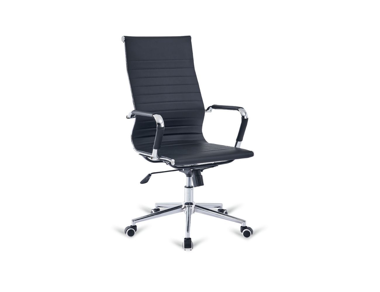 Silla paris alta polipiel negro base cromados