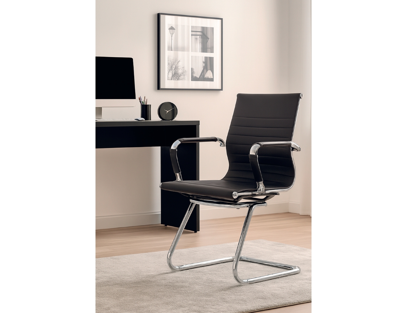 Silla paris confidente polipiel negro