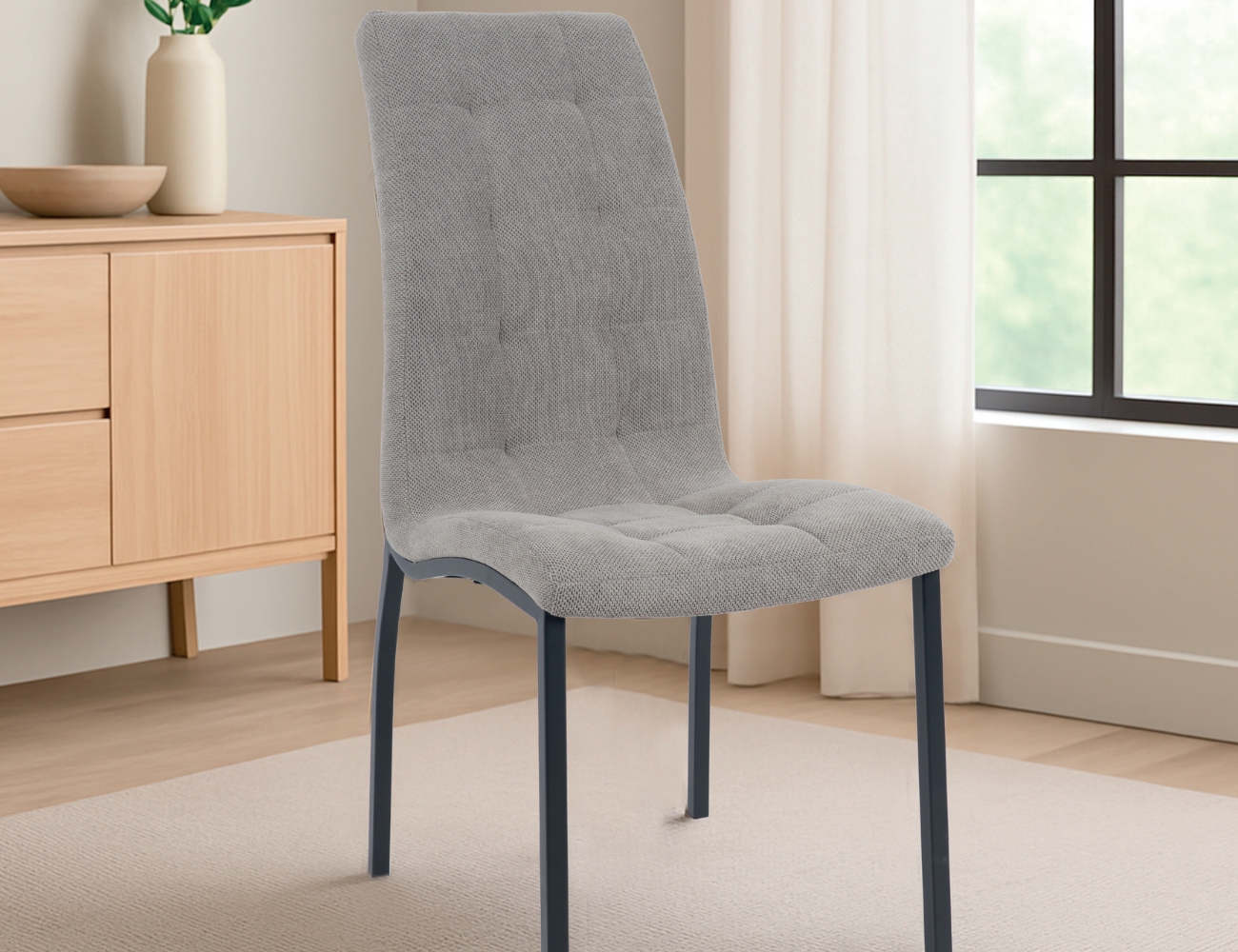 Silla san sebastian tela curio gris patas negro mate