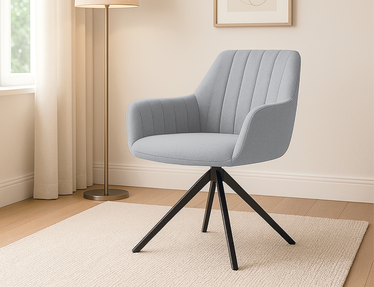 Sillon giratorio gabi gris patas metalicas negras