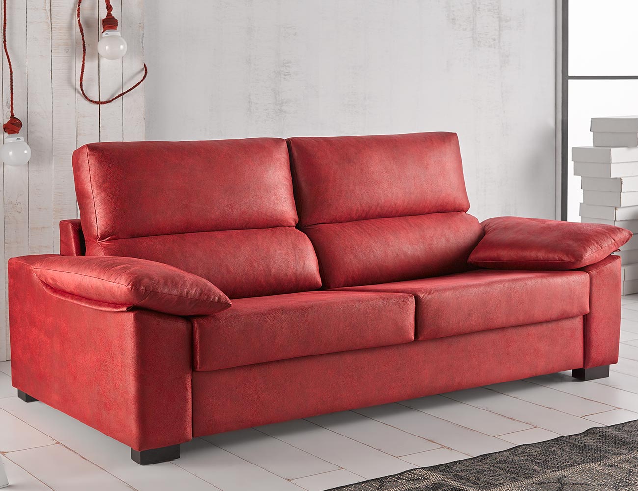 Sofa cama apertura italiano gran calidad leire rojo