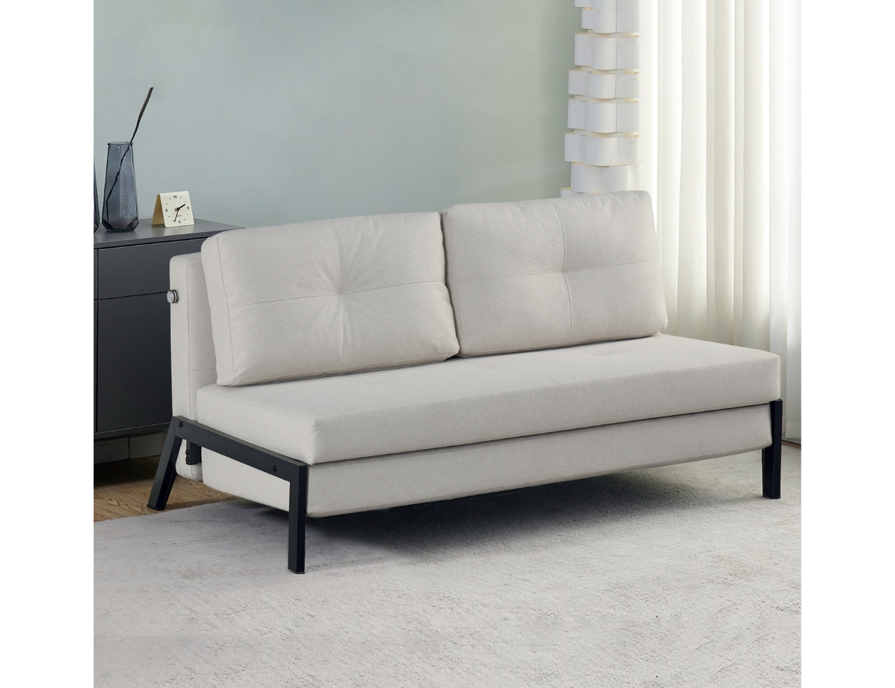 Sofa cama sonia beige claro patas metalicas negro