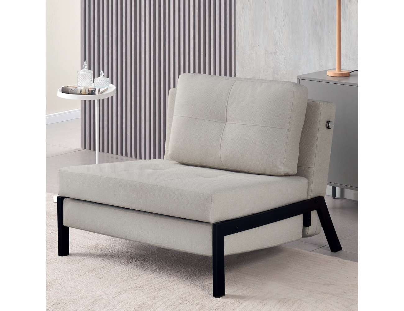 Sofa cama sonia beige claro patas metalicas negro1