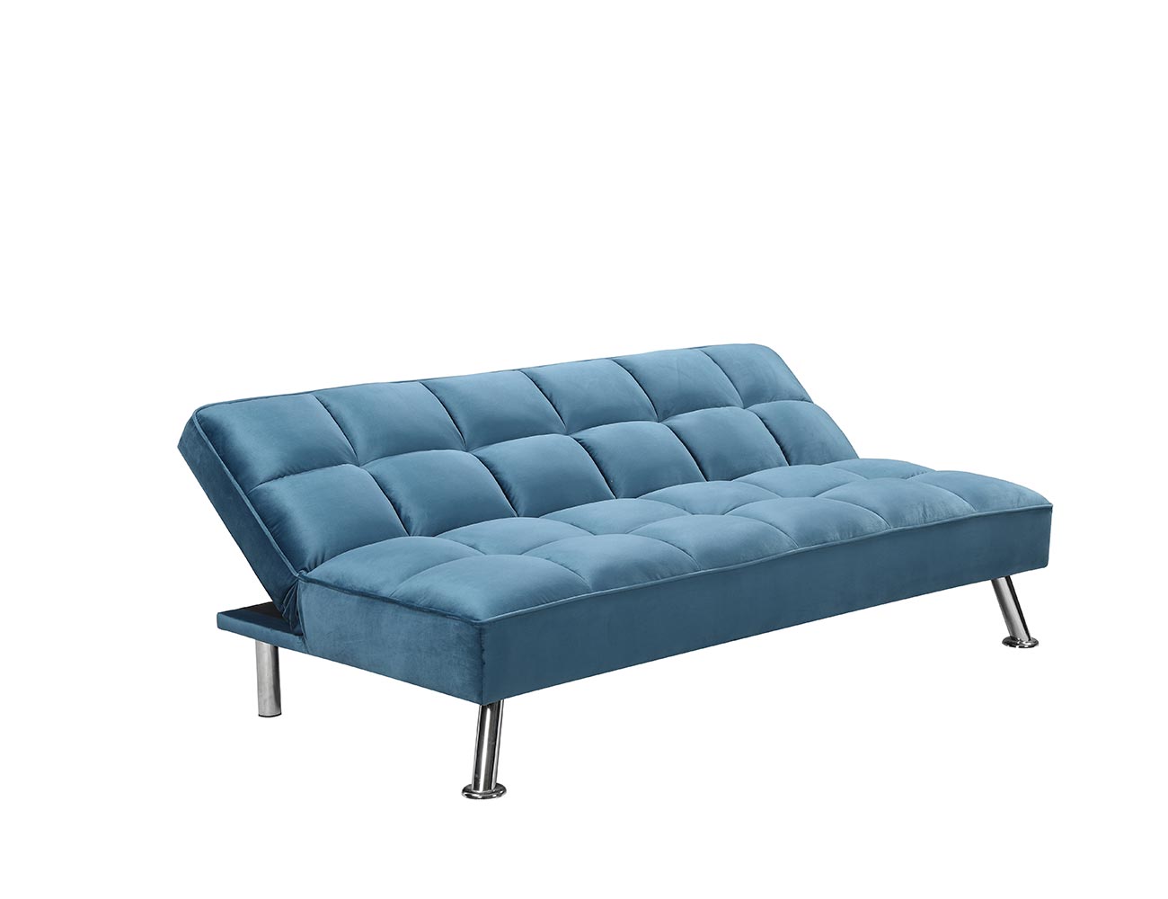 Sofa cama tipo libro tapizado en terciopelo azul (30872) Factory del