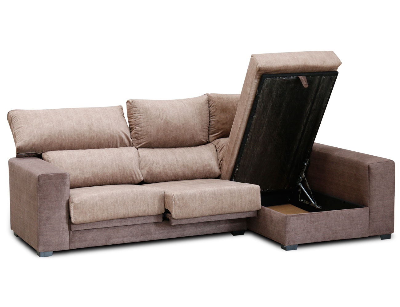 Sofá Chaiselongue con asientos extraibles y respaldos reclinables con
