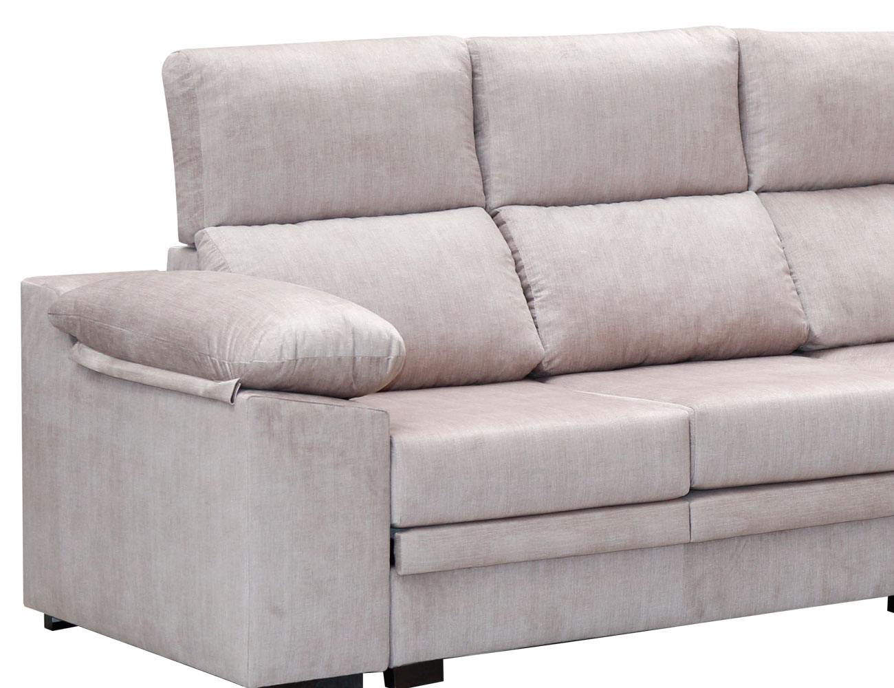 Sofá rinconera con asientos extraibles, respaldos reclinables y puffs