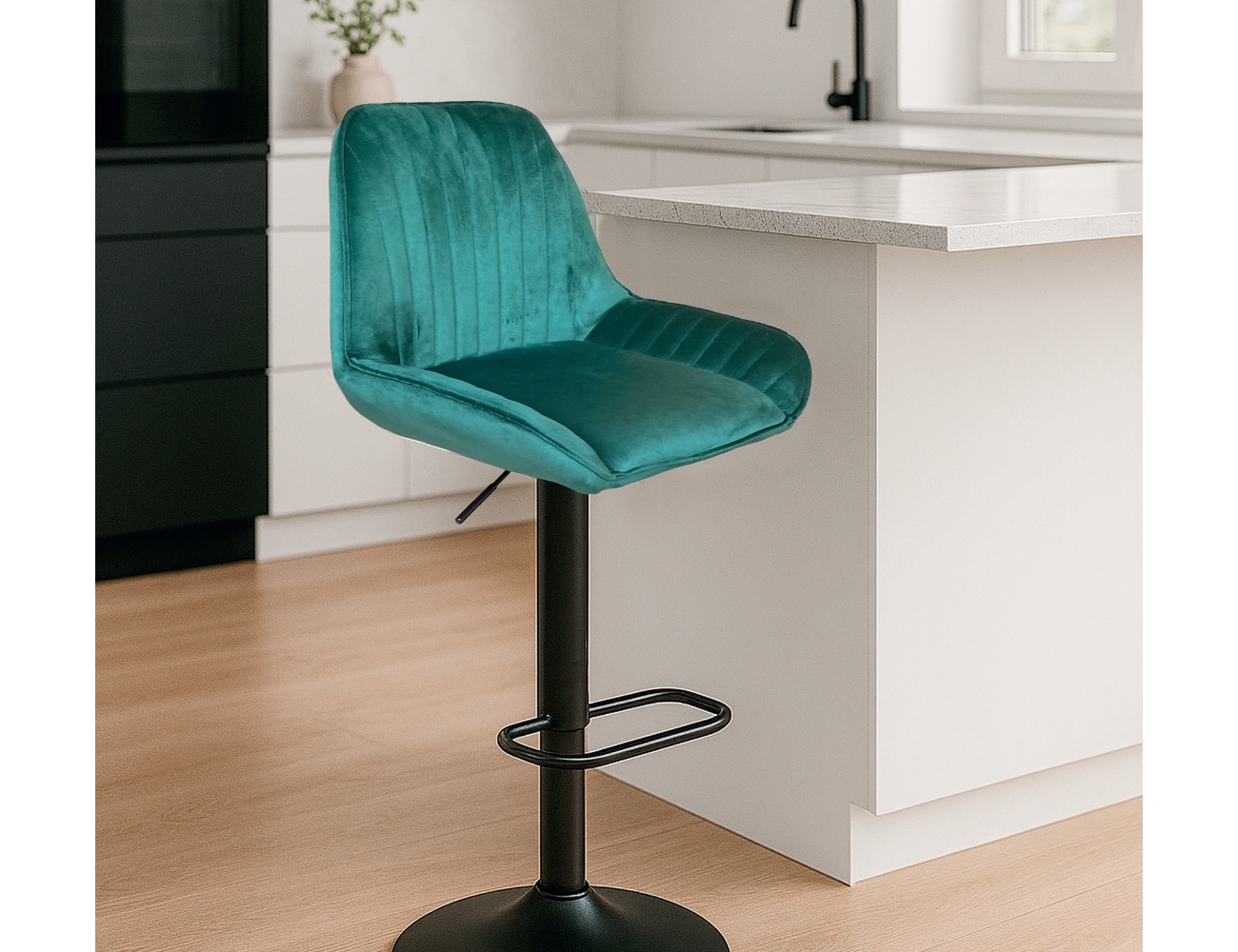 Taburete monet verde base negro1