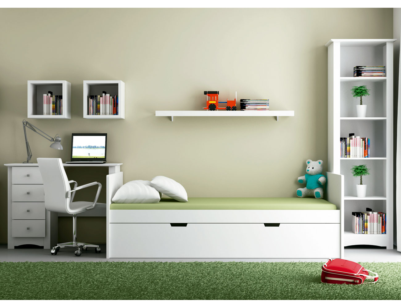 Litera con cama de matrimonio en madera maciza (31344) | Factory del