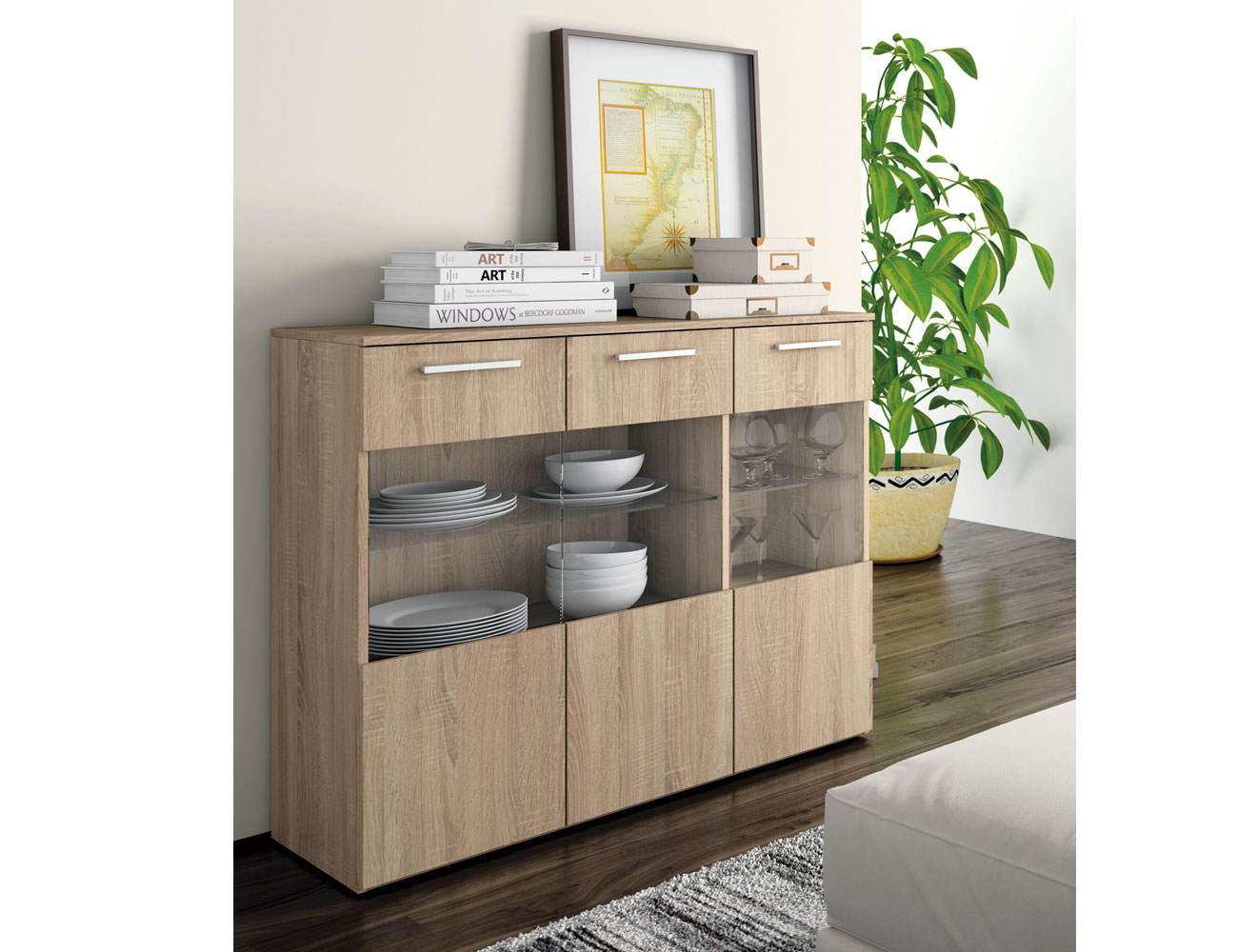 Mueble aparador de oficina o despachos en color cambrian (5458