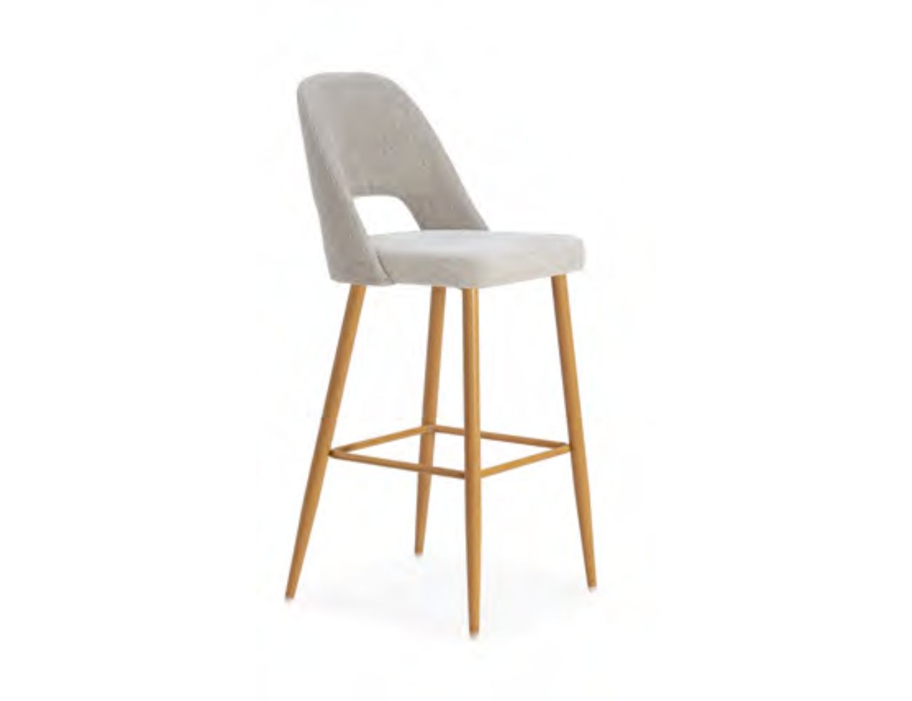 49 taburete bar tela gris patas roble 75cm pack 22