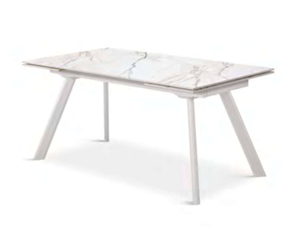 7mesa tapa porcelanico blanco pata blanca extensible 140