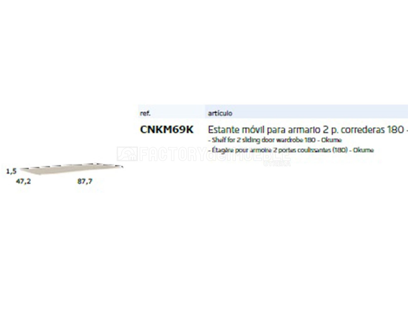 Cnkm69k estante movil para armario 2p correderas 180