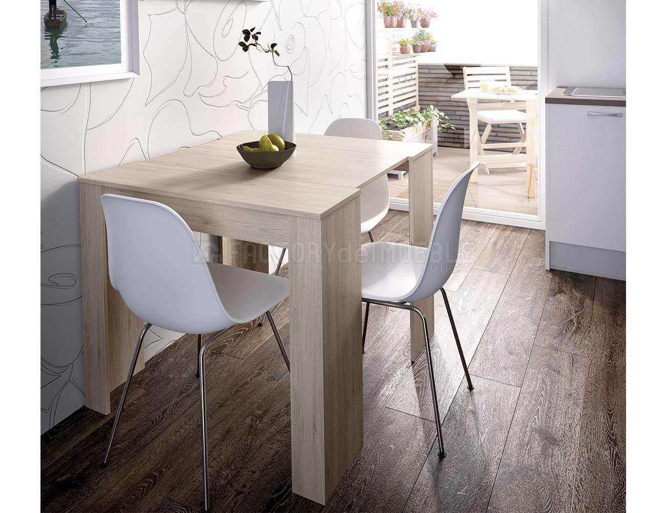 Mesa Cuadrada Multiusos Comedor Cocina Dimensiones 90 Cm X 90 Cm Extensible  Libro A 180 Cm X 90 Cm Blanca con Ofertas en Carrefour