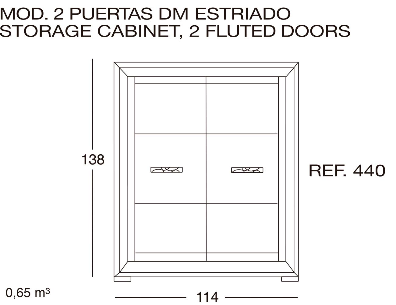 Modulo 2 puertas dm estriado 440