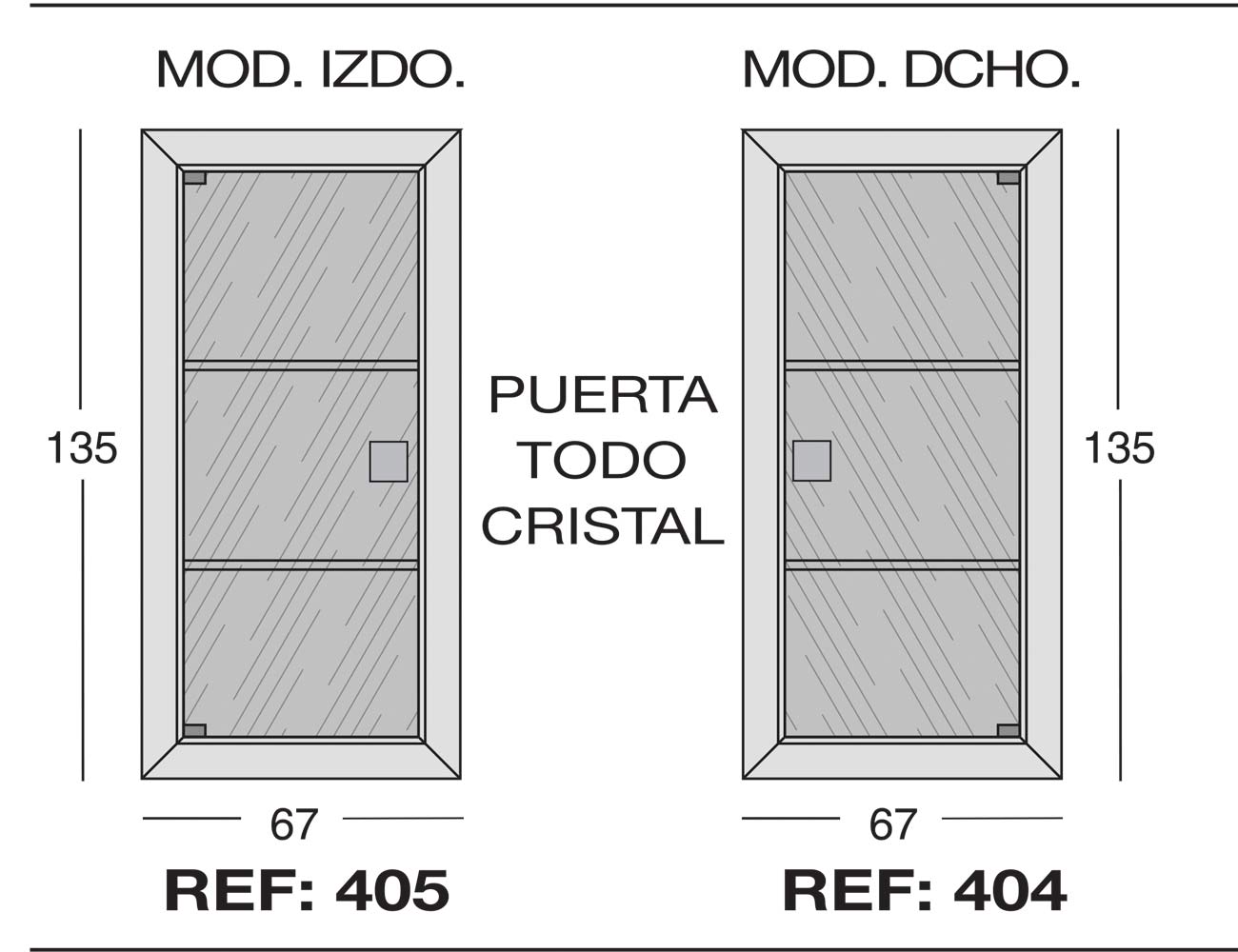 Modulo izdo 405 dcho 404puerta todo cristal