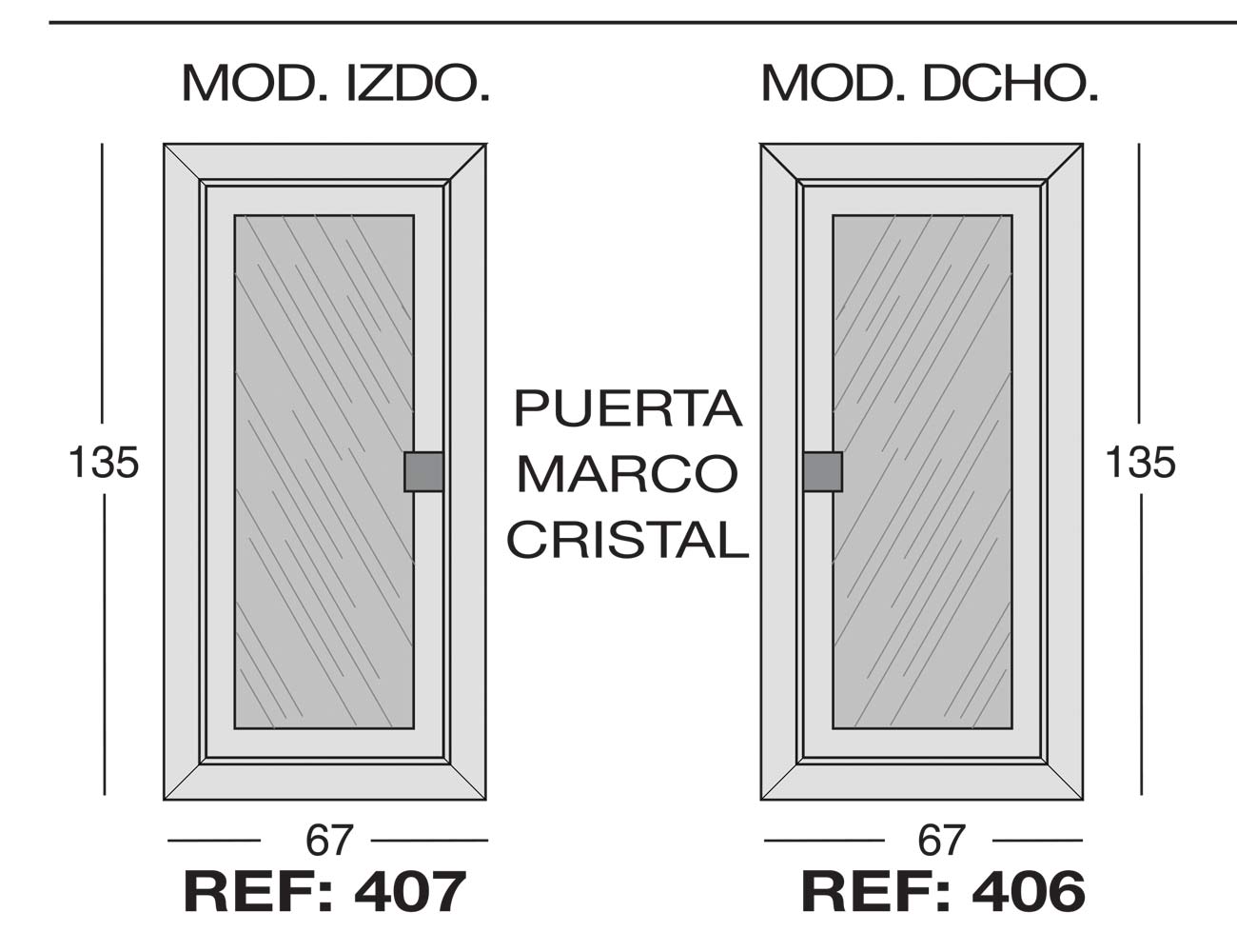 Modulo izdo 407 dcho 406puerta marco cristal