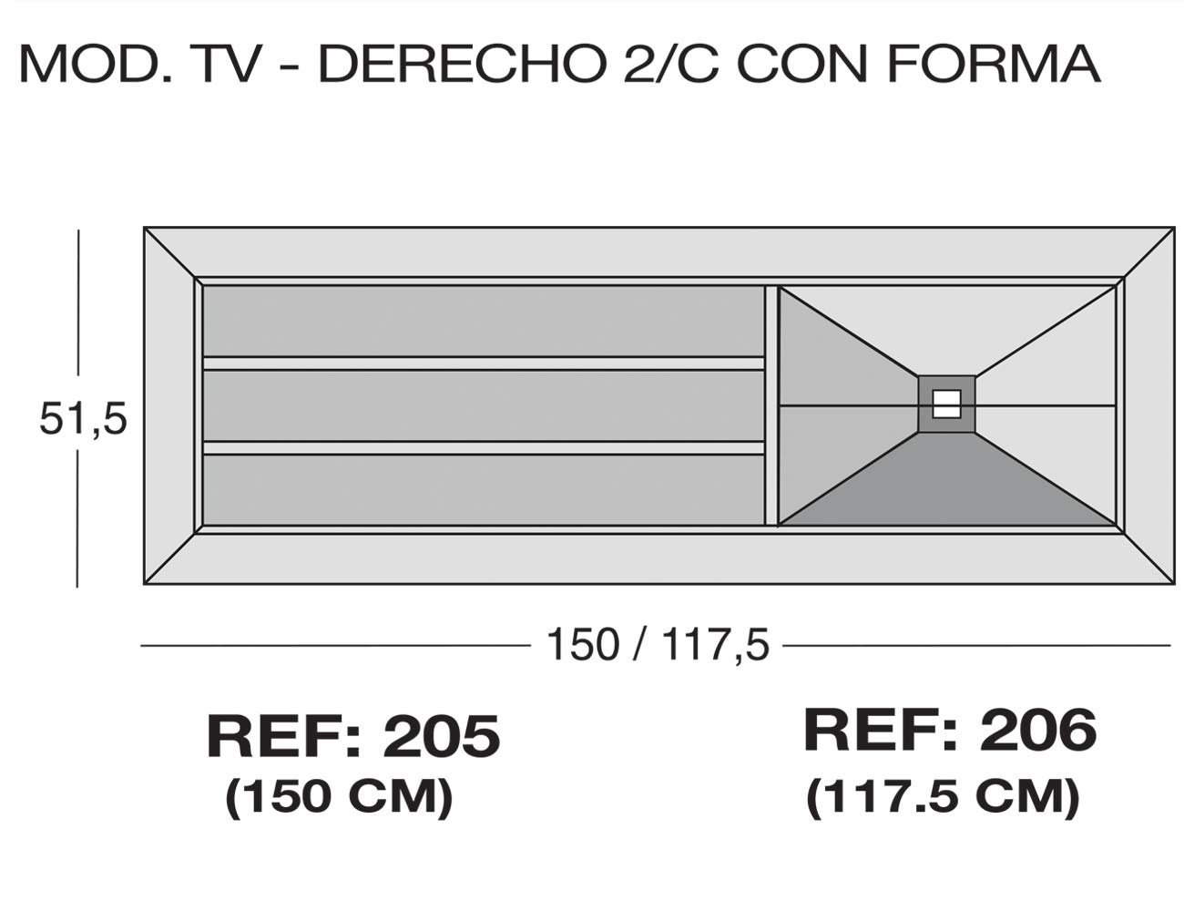 Modulo tv derecho 2 c forma 205 2061