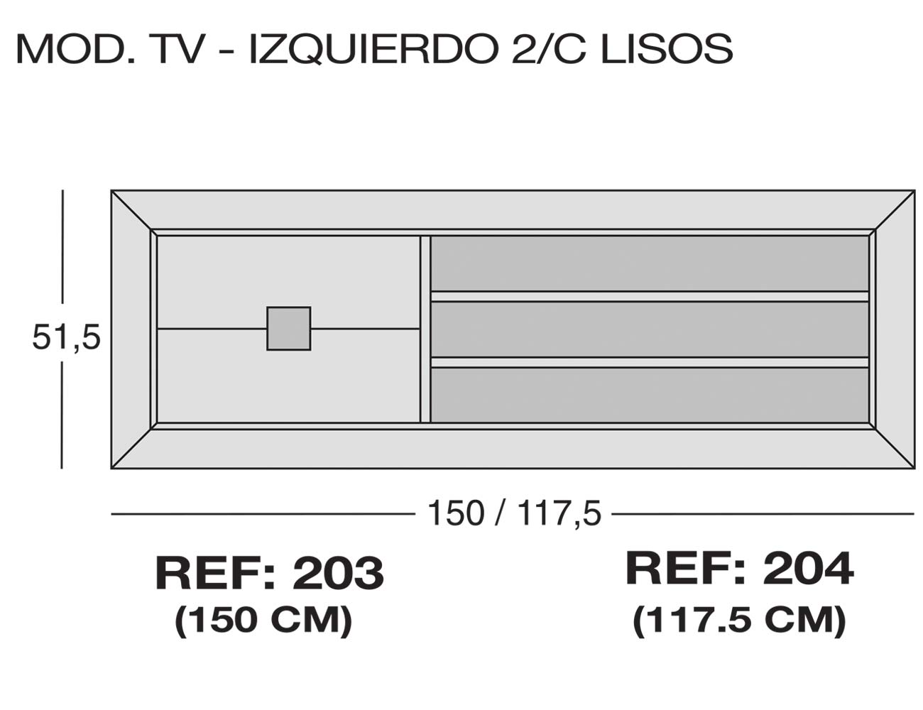 Modulo tv izquierdo 2c lisos 203 204