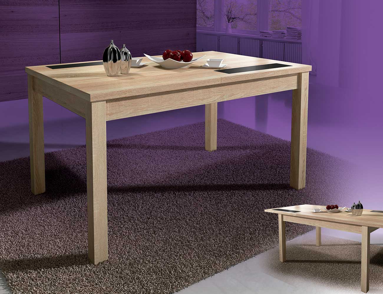 Mesa comedor extensible con cristables color cambrian (6463 ... Mesa comedor extensible con cristables color cambrian (6463 ...