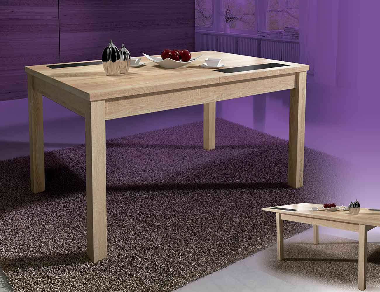 Mesa comedor extensible madera cristales