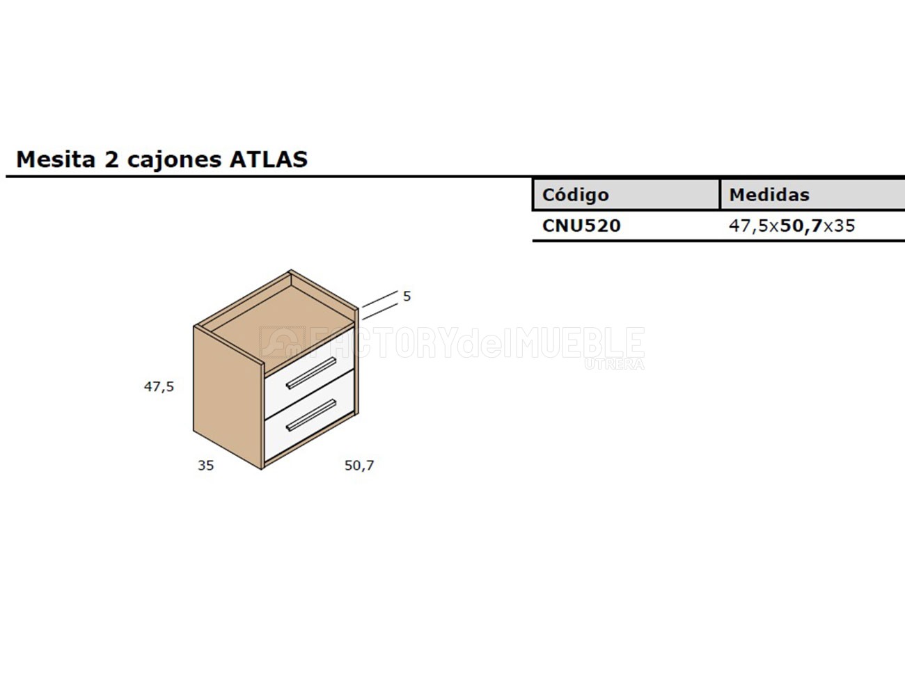 Mesita 2 cajones   atlas cnu520